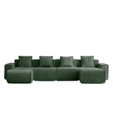 Modular Velvet 4-Seat Boneless Sectional Sofa With Ottomans - Omega Lifestyles
