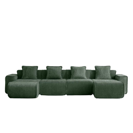 Modular Velvet 4-Seat Boneless Sectional Sofa With Ottomans - Omega Lifestyles