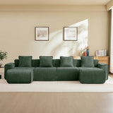 Modular Velvet 4-Seat Boneless Sectional Sofa With Ottomans - Omega Lifestyles