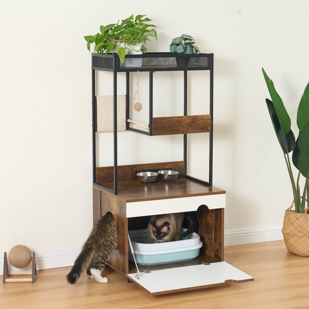 Multi - Functional Cat Furniture With Litter Box Enclosure - Restanew - Omega Lifestyles