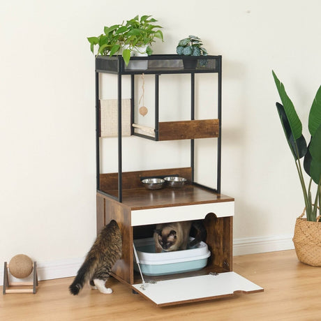 Multi - Functional Cat Furniture With Litter Box Enclosure - Restanew - Omega Lifestyles