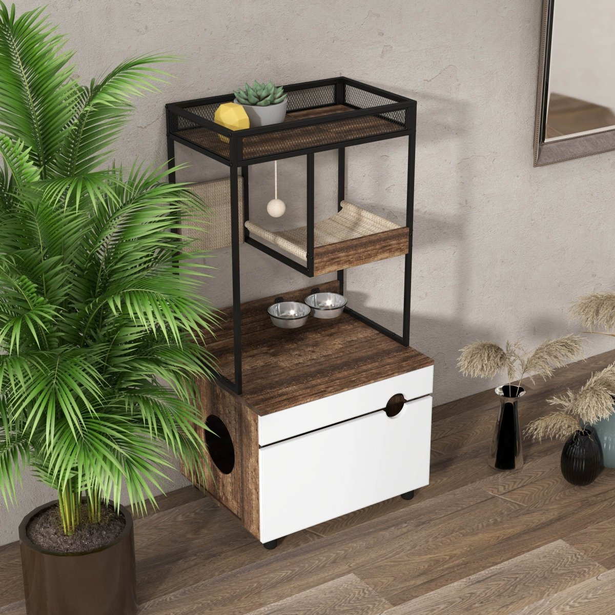 Multi - Functional Cat Furniture With Litter Box Enclosure - Restanew - Omega Lifestyles