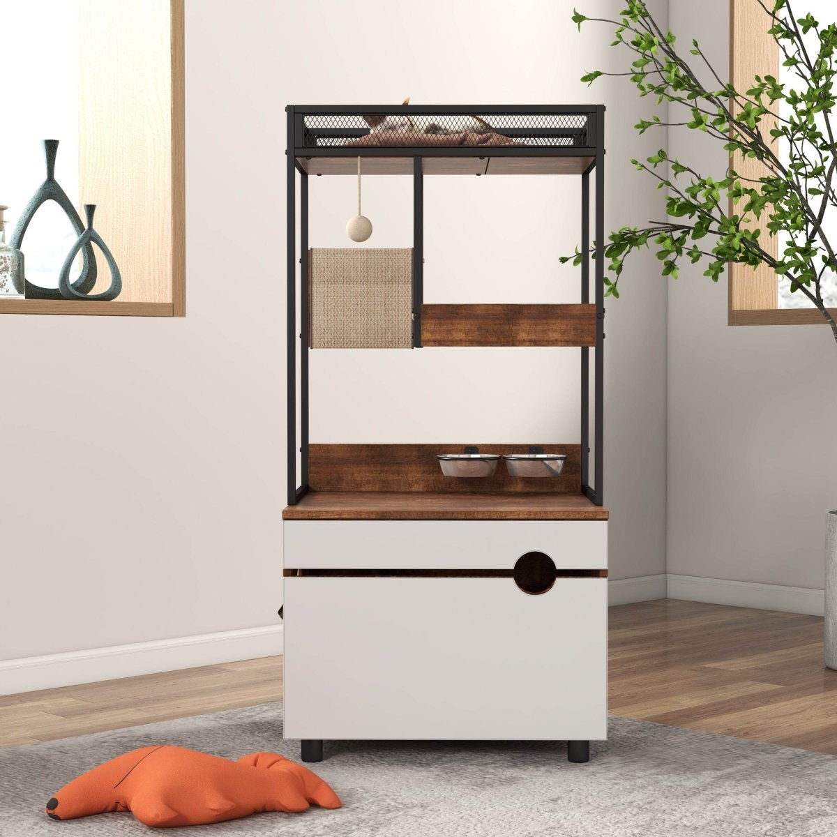 Multi - Functional Cat Furniture With Litter Box Enclosure - Restanew - Omega Lifestyles