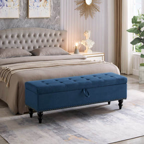 Multifunctional Storage Bed Bench With Cotton Linen Upholstery - Omega Lifestyles