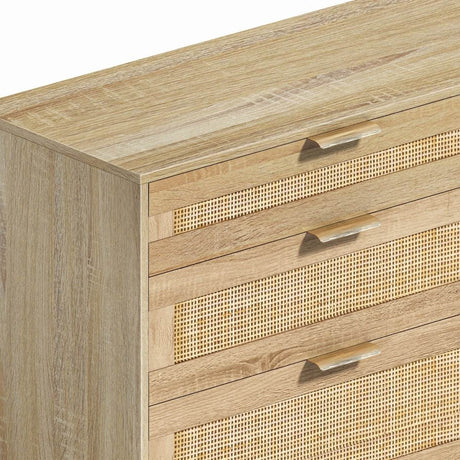 Natural Rattan 6-Drawer Dresser With Metal Handles - Sleep Galleria