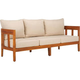 Natural Teak Wood Outdoor 3-Seater Sofa With Cushions - Omega Lifestyles