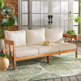 Natural Teak Wood Outdoor 3-Seater Sofa With Cushions - Omega Lifestyles