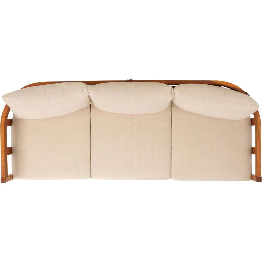 Natural Teak Wood Outdoor 3-Seater Sofa With Cushions - Omega Lifestyles