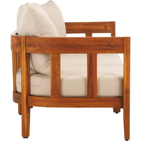 Natural Teak Wood Outdoor 3-Seater Sofa With Cushions - Omega Lifestyles