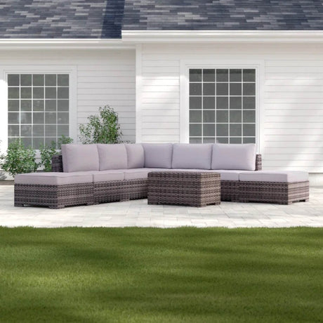 Outdoor 6 - Piece Weather - Resistant Wicker Seating Set With Cushions - Restanew - Omega Lifestyles