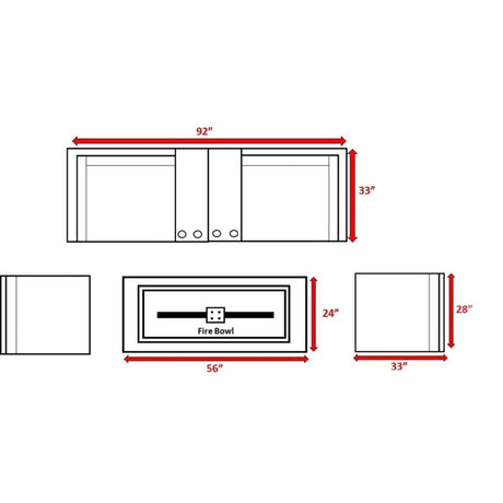 Outdoor 7 - Piece Wicker Sofa Set With Cushions Fire Pit - Restanew - Omega Lifestyles