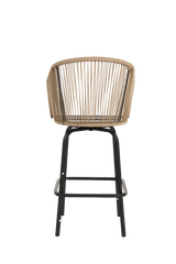 Outdoor Bar Stools Set Of 2 Steel Frame Blue Cushioned Chairs - Restanew - Omega Lifestyles