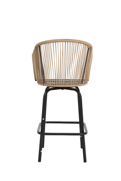 Outdoor Bar Stools Set Of 2 Steel Frame Blue Cushioned Chairs - Restanew - Omega Lifestyles