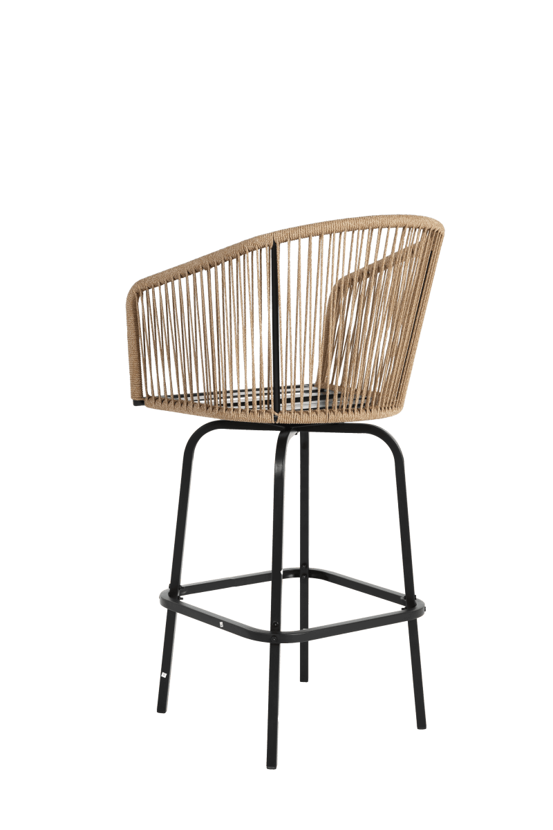 Outdoor Bar Stools Set Of 2 Steel Frame Blue Cushioned Chairs - Restanew - Omega Lifestyles
