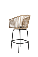 Outdoor Bar Stools Set Of 2 Steel Frame Blue Cushioned Chairs - Restanew - Omega Lifestyles