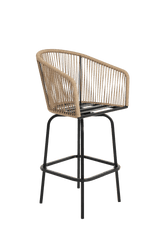 Outdoor Bar Stools Set Of 2 Steel Frame Blue Cushioned Chairs - Restanew - Omega Lifestyles