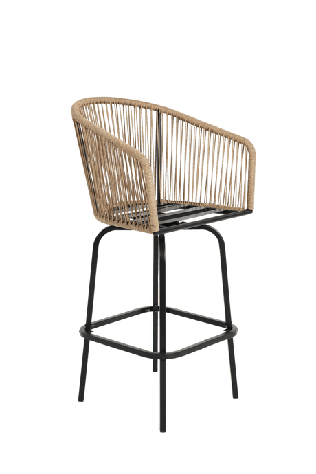 Outdoor Bar Stools Set Of 2 Steel Frame Blue Cushioned Chairs - Restanew - Omega Lifestyles