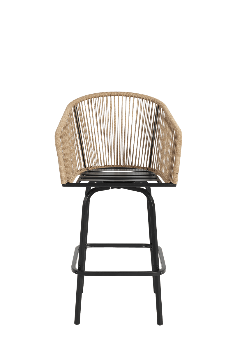 Outdoor Bar Stools Set Of 2 Steel Frame Blue Cushioned Chairs - Restanew - Omega Lifestyles