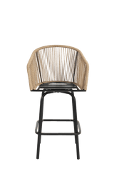 Outdoor Bar Stools Set Of 2 Steel Frame Blue Cushioned Chairs - Restanew - Omega Lifestyles