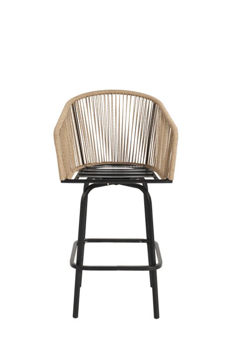 Outdoor Bar Stools Set Of 2 Steel Frame Blue Cushioned Chairs - Restanew - Omega Lifestyles