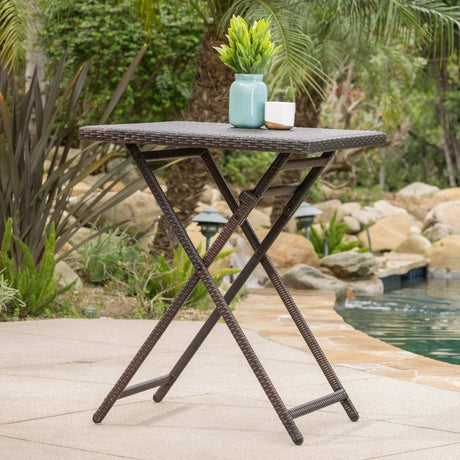 Outdoor Folding Rattan Wicker Patio Bar Table - Omega Lifestyles