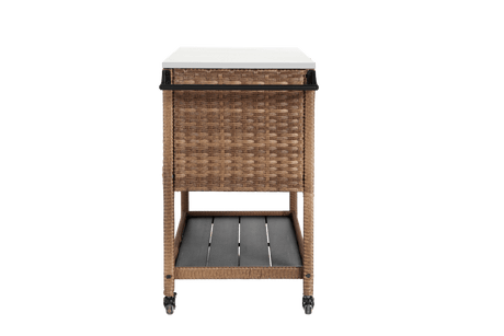 Outdoor Wicker Bar Cart With Stainless Steel Tabletop - Restanew - Omega Lifestyles
