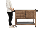 Outdoor Wicker Bar Cart With Stainless Steel Tabletop - Restanew - Omega Lifestyles