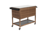 Outdoor Wicker Bar Cart With Stainless Steel Tabletop - Restanew - Omega Lifestyles