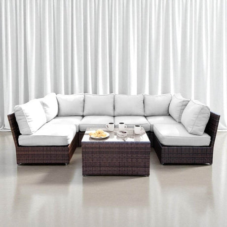 Outdoor Wicker Seating Set With Cushions and Coffee Table - Restanew - Omega Lifestyles