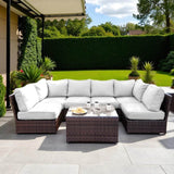 Outdoor Wicker Seating Set With Cushions and Coffee Table - Restanew - Omega Lifestyles