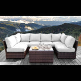 Outdoor Wicker Seating Set With Cushions and Coffee Table - Restanew - Omega Lifestyles