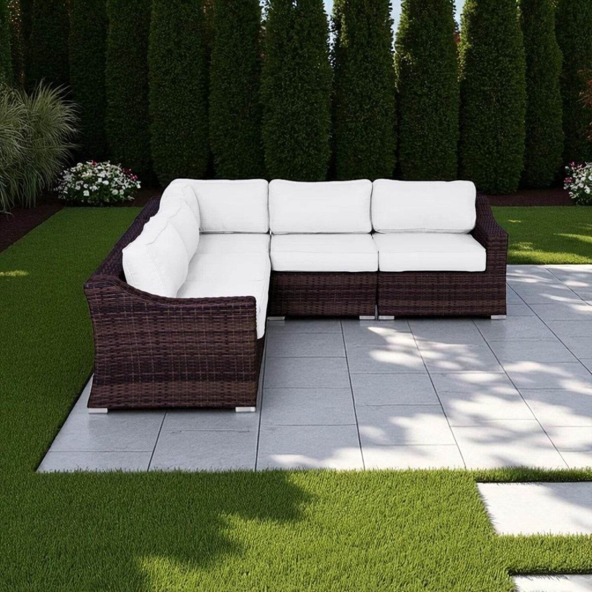 Outdoor Wicker Sofa Seating Group With Cushions - Restanew - Omega Lifestyles