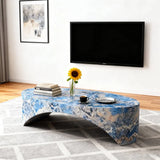 Oval Fiberglass Blue Modern Coffee Table - Omega Lifestyles