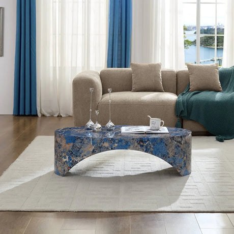 Oval Fiberglass Blue Modern Coffee Table - Omega Lifestyles