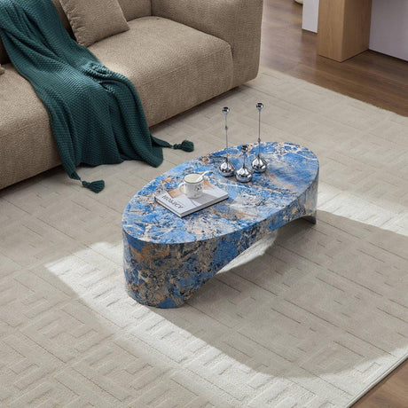 Oval Fiberglass Blue Modern Coffee Table - Omega Lifestyles