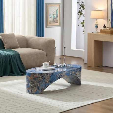 Oval Fiberglass Blue Modern Coffee Table - Omega Lifestyles