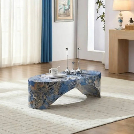 Oval Fiberglass Blue Modern Coffee Table - Omega Lifestyles