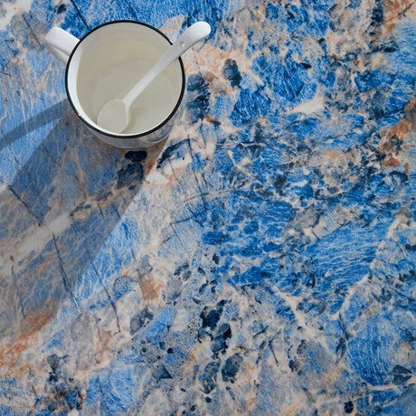 Oval Fiberglass Blue Modern Coffee Table - Omega Lifestyles