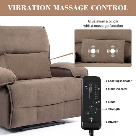 Oversized Soft Velvet Push - Back Recliner Chair With Massage Pillow - Restanew - Omega Lifestyles