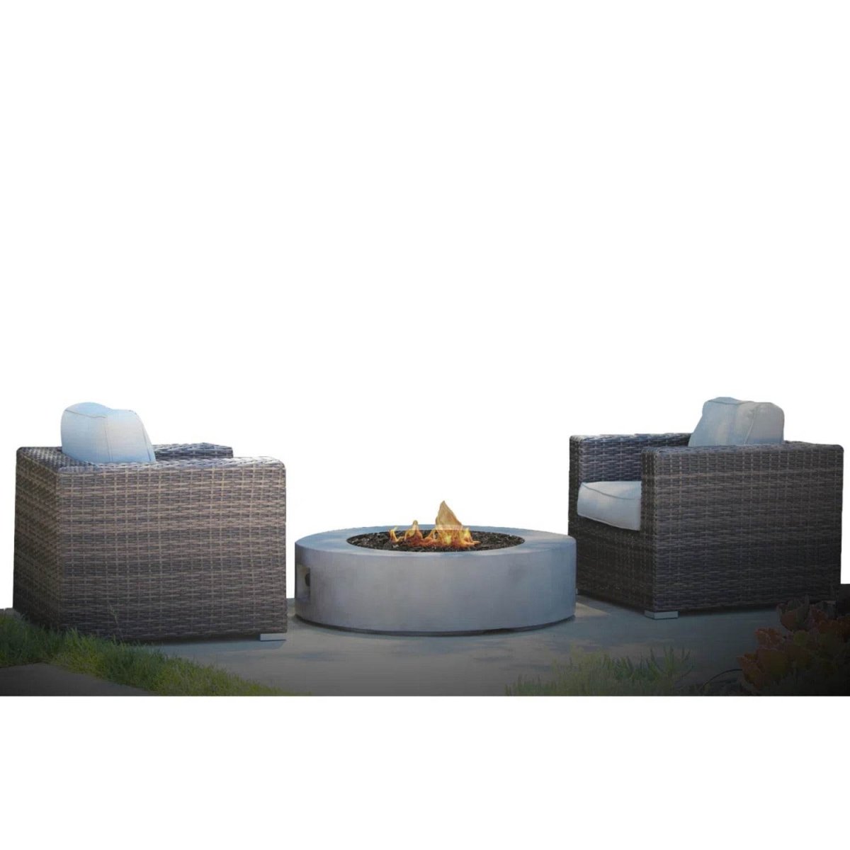 Patio Conversation Set for 2 With Fire Pit and Cushions - Restanew - Omega Lifestyles
