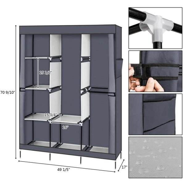 Portable Portable Clothes Closet Wardrobe With Shelves Organizer - Omega Lifestyles