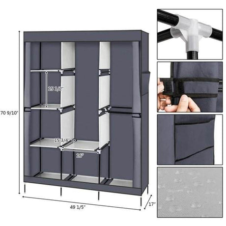 Portable Portable Clothes Closet Wardrobe With Shelves Organizer - Omega Lifestyles