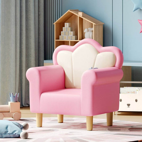 Princess Upholstered Pink White Kids Sofa Chair - Omega Lifestyles
