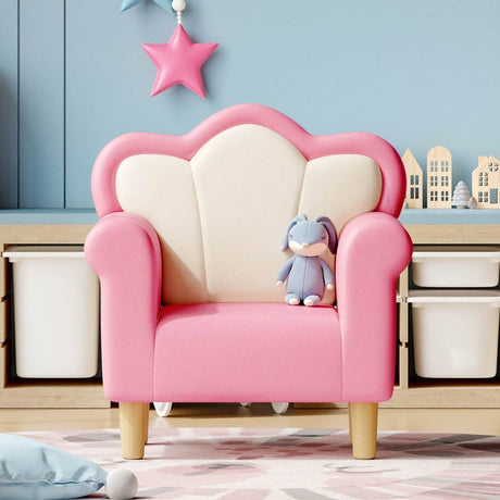 Princess Upholstered Pink White Kids Sofa Chair - Omega Lifestyles