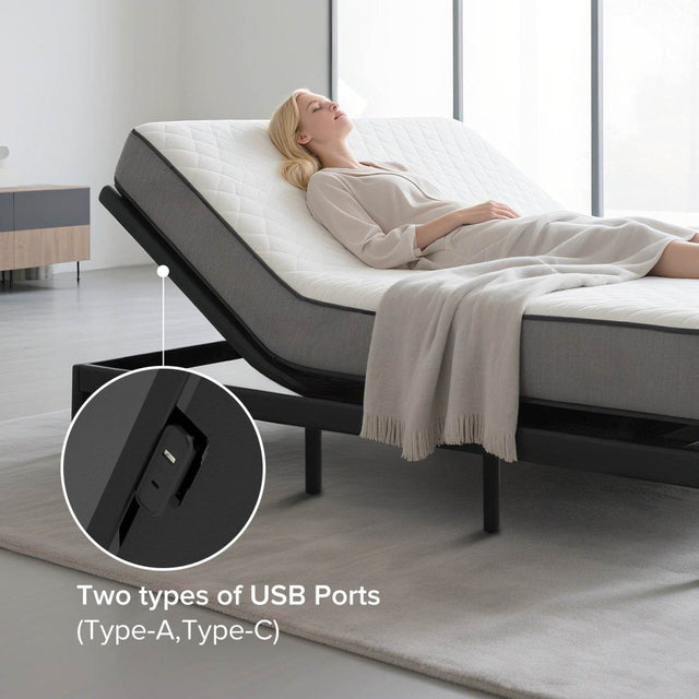 Queen Adjustable Massage Bed Frame With USB Ports - Omega Lifestyles