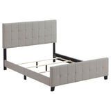Queen Beige Tufted Upholstered Contemporary Panel Bed - Restanew - Omega Lifestyles