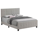 Queen Beige Tufted Upholstered Contemporary Panel Bed - Restanew - Omega Lifestyles