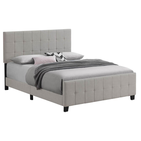 Queen Beige Tufted Upholstered Contemporary Panel Bed - Restanew - Omega Lifestyles