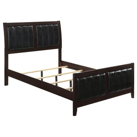 Queen Cappuccino Wood Faux Leather Panel Bed Frame - Restanew - Omega Lifestyles