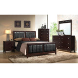 Queen Cappuccino Wood Faux Leather Panel Bed Frame - Restanew - Omega Lifestyles